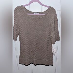 Liz Claiborne Large Women's Taupe Tunic Crew Neck Sweater~NEW WITH TAGS